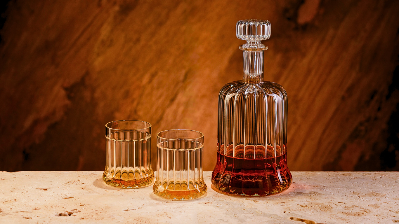 Wine & Spirits Collection by Gabriela Seres – hand-blown borosilicate glass decanters, carafes, and glasses for wine and whiskey.