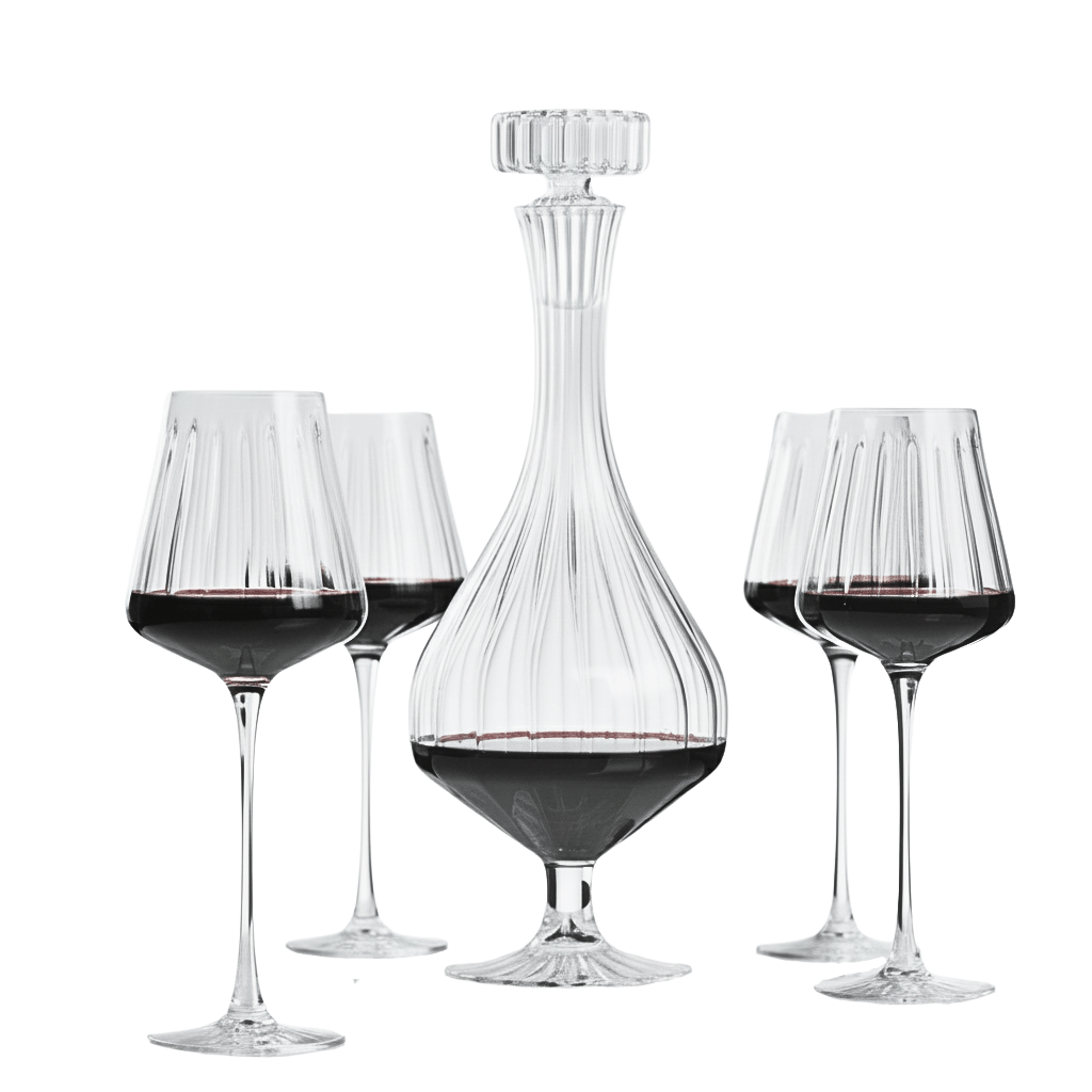 Decantor ELYSEE și pahar de vin roșu ELYSEE (set de 4)
