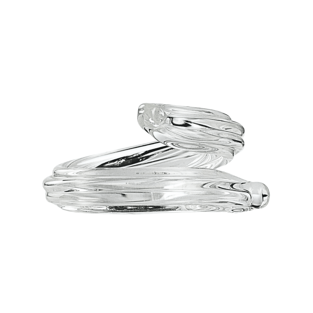 Mila Napkin Ring – hand-blown borosilicate glass napkin ring with simple coiled spiral form, crafted in Bucharest by Gabriela Seres.