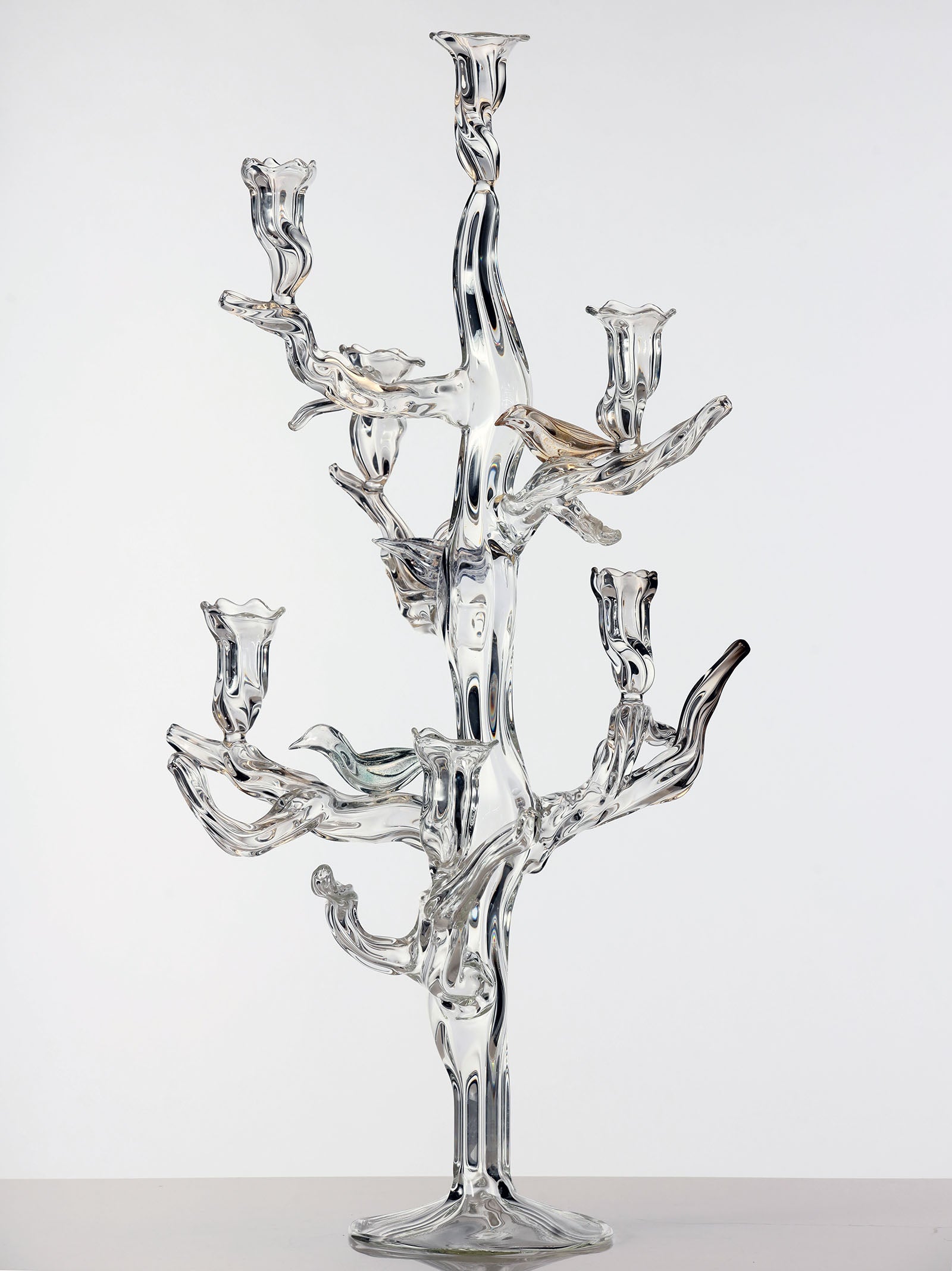 Tree of Life glass candelabra, handmade in Bucharest