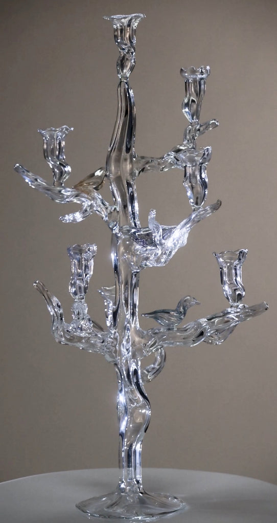 Tree of Life Candelabra 7 candles swirling and sparkling. Handmade in the Gabriela Seres Atelier.