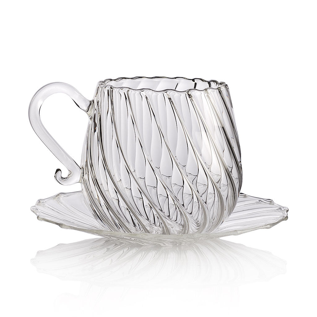 ARABESQUE Classic Teacup and Saucer Clear (set of 2)