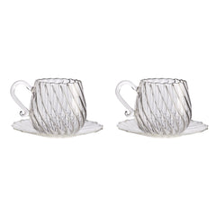 ARABESQUE Classic ceai și farfurioară transparent (set de 2)