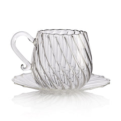 ARABESQUE Classic ceai și farfurioară transparent (set de 2)
