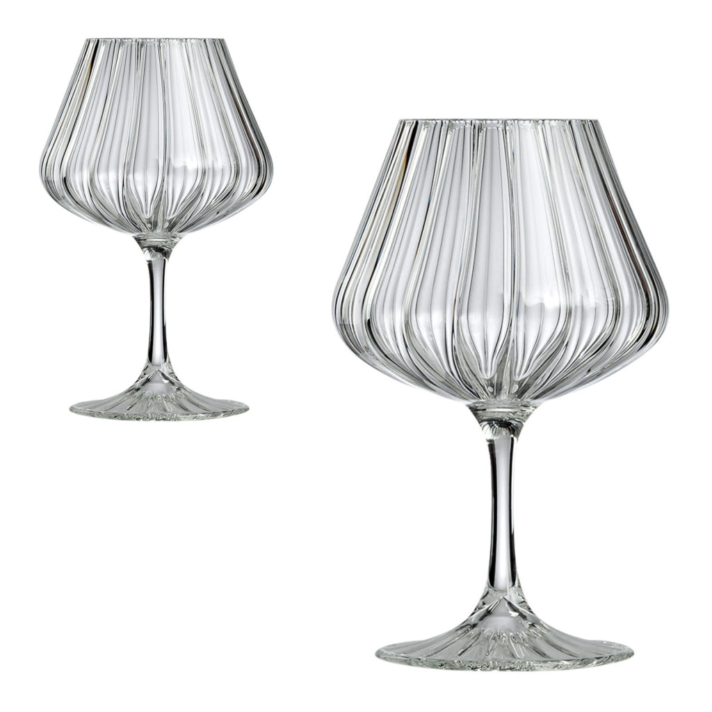 Elysée Cognac Glass – set of 2 hand-blown borosilicate glasses with wide bowl and slender stem, 180 × 110 mm, designed by Gabriela Seres.