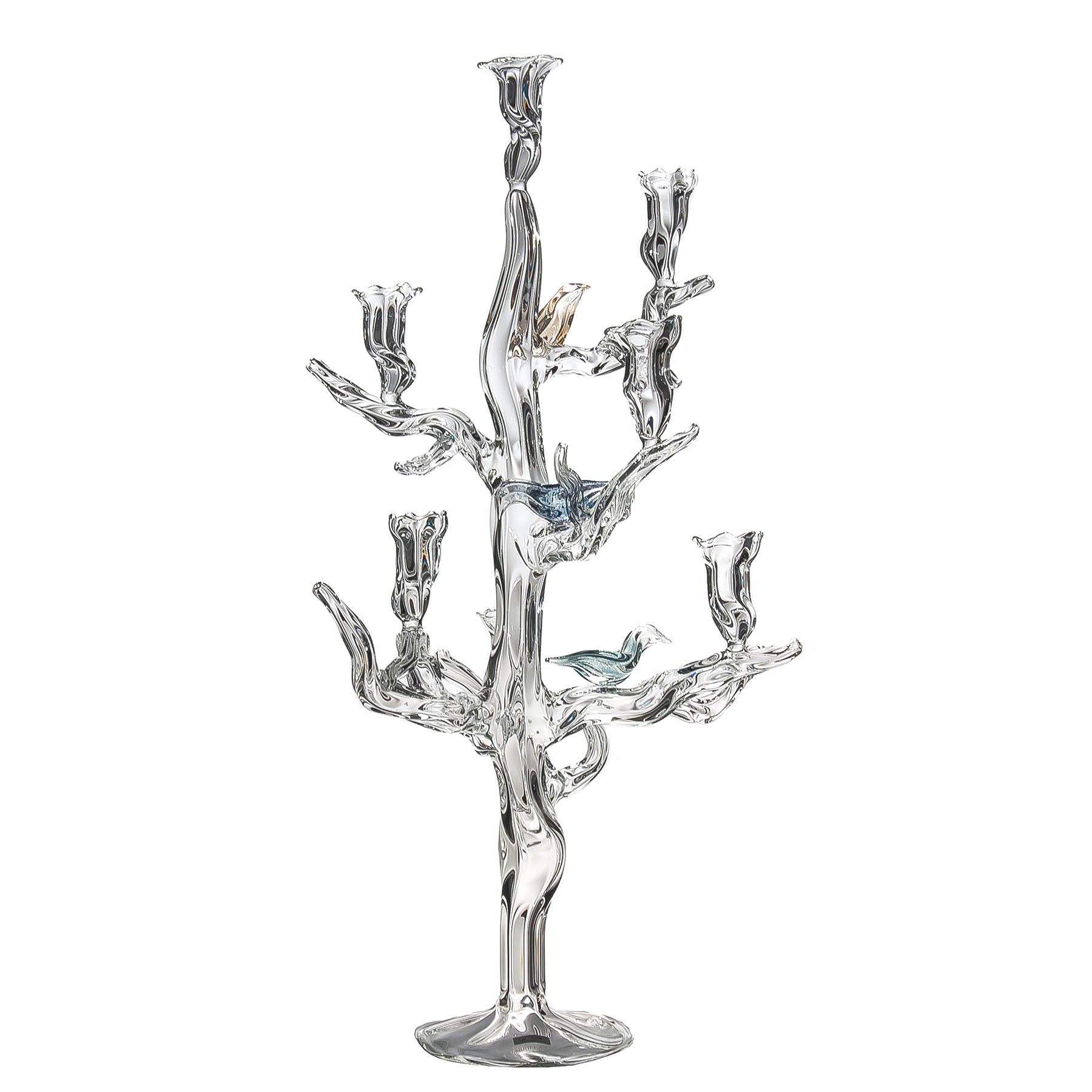 Tree of Life glass candelabra, handmade in Bucharest