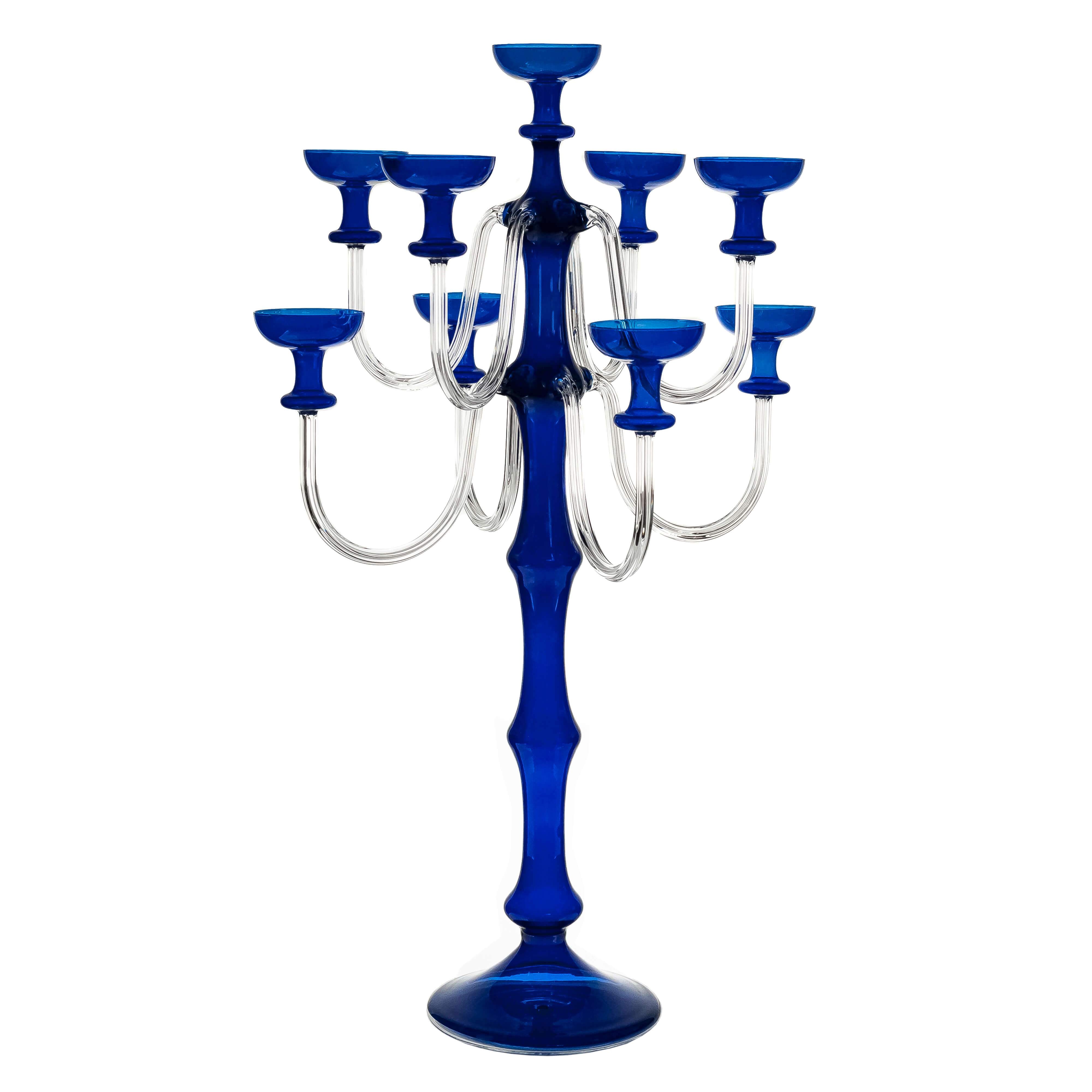 Thomas candles candelabra blue on white background